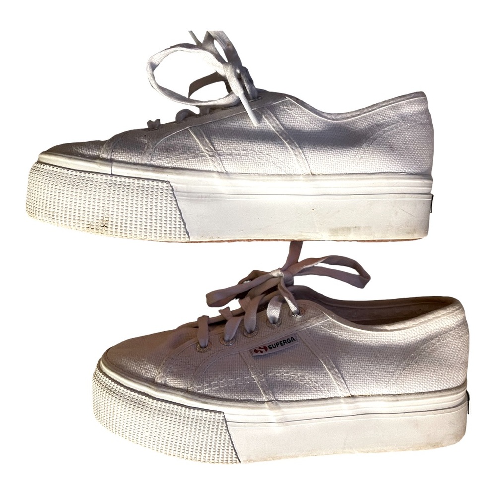 Superga Platform Sneakers White‎ Canvas Women’s 7.5 - Picture 7 of 13